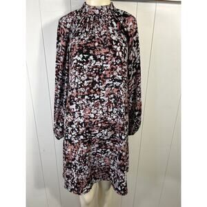 Halogen ditsy floral high neck dress with long sleeves size XS